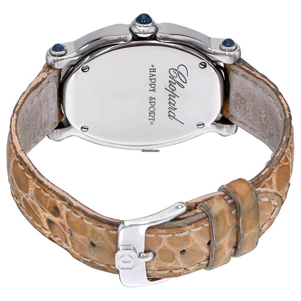 Chopard Happy Sport Quartz Women's Watch Steel Case With Leather Strap Authentic Luxury Timepiece