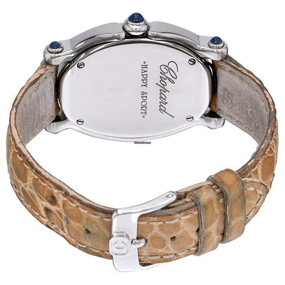 Chopard Happy Sport Quartz Women's Watch Steel Case With Leather Strap Authentic Luxury Timepiece