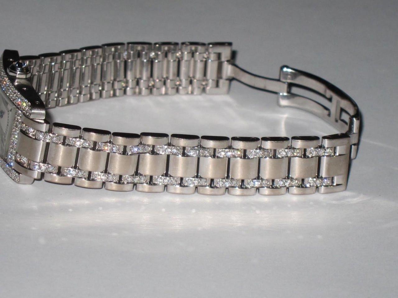 Cartier Tank Américaine Quartz Women's Watch With White Gold Case and Strap Authentic Luxury Timepiece