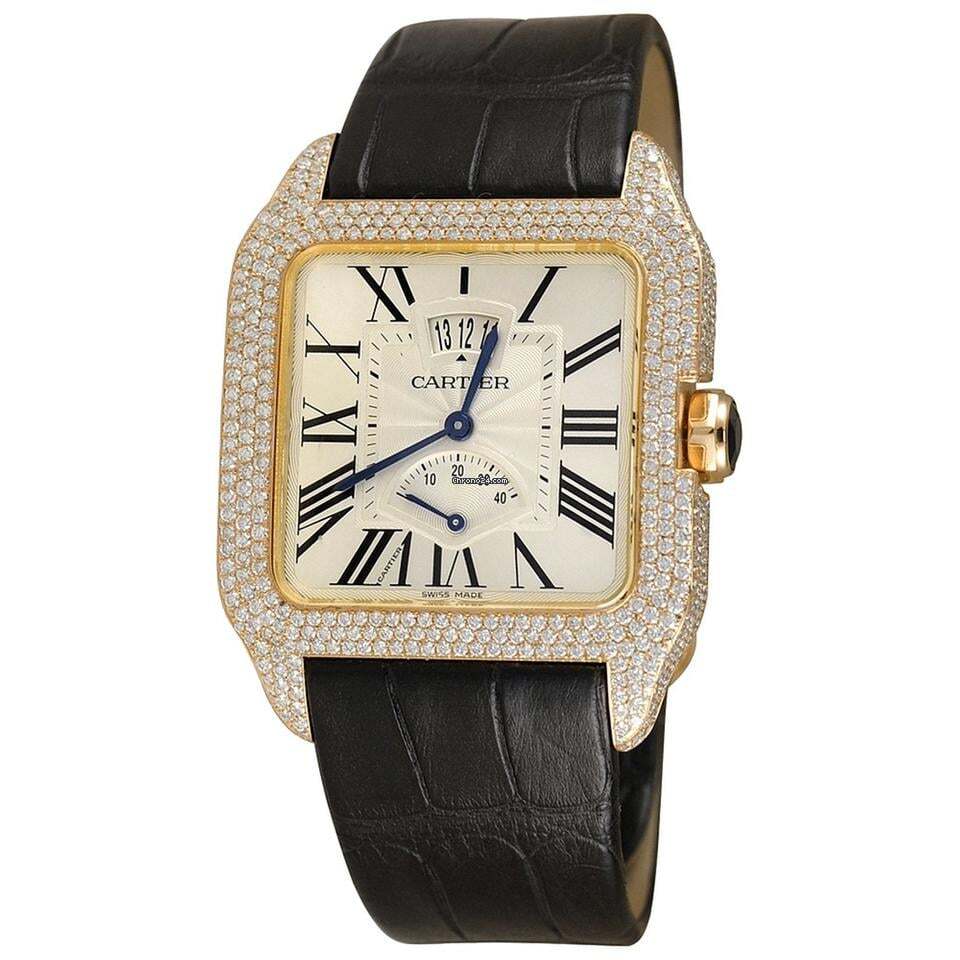 Cartier Santos Dumont Automatic Men's Watch Rose Gold Case With Leather Strap Authentic Luxury Timepiece