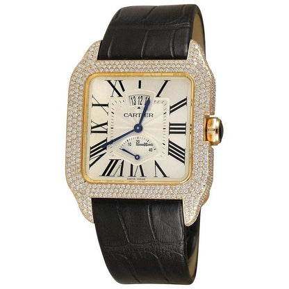 Cartier Santos Dumont Automatic Men's Watch Rose Gold Case With Leather Strap Authentic Luxury Timepiece