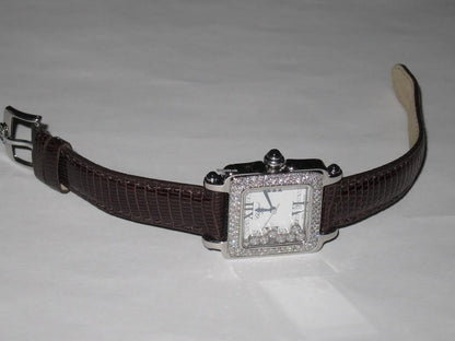 Chopard Happy Sport Quartz Women's Watch Steel Case With Leather Strap Authentic Luxury Timepiece