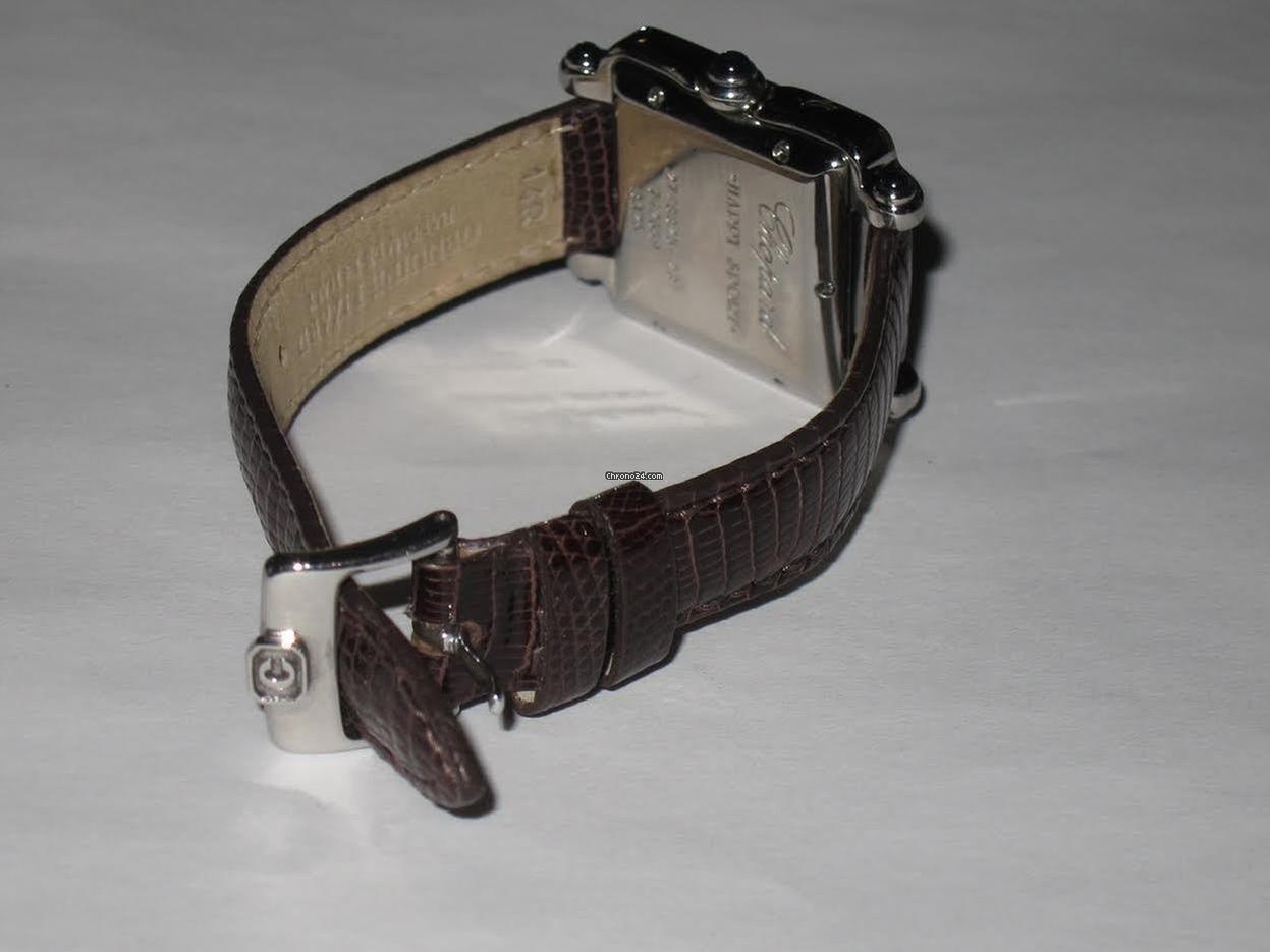 Chopard Happy Sport Quartz Women's Watch Steel Case With Leather Strap Authentic Luxury Timepiece