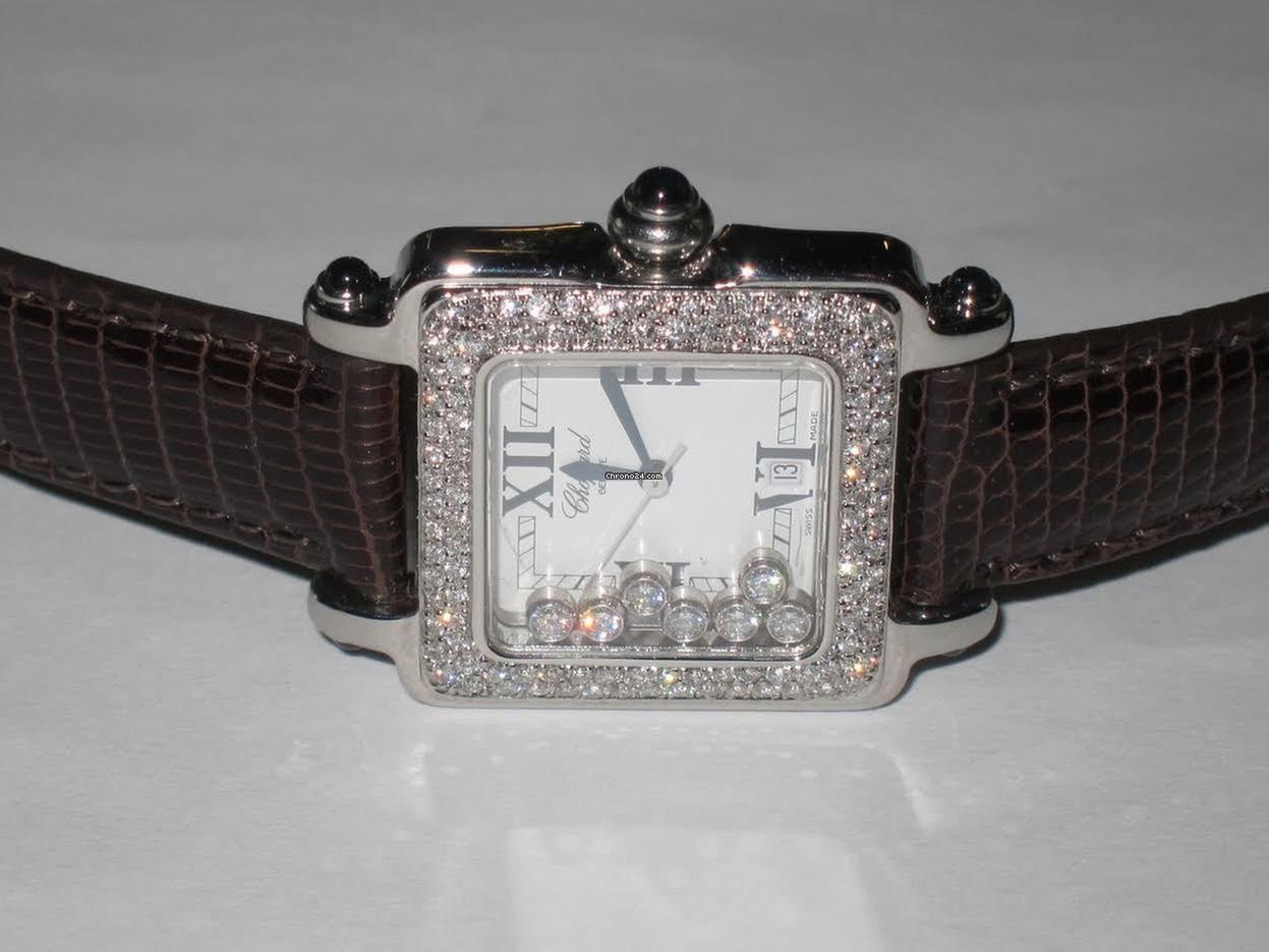 Chopard Happy Sport Quartz Women's Watch Steel Case With Leather Strap Authentic Luxury Timepiece