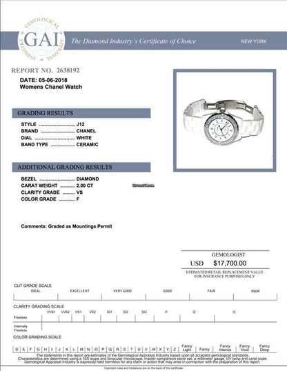 Chanel J12 Automatic Women's Watch With Ceramic Case and Strap Authentic Luxury Timepiece