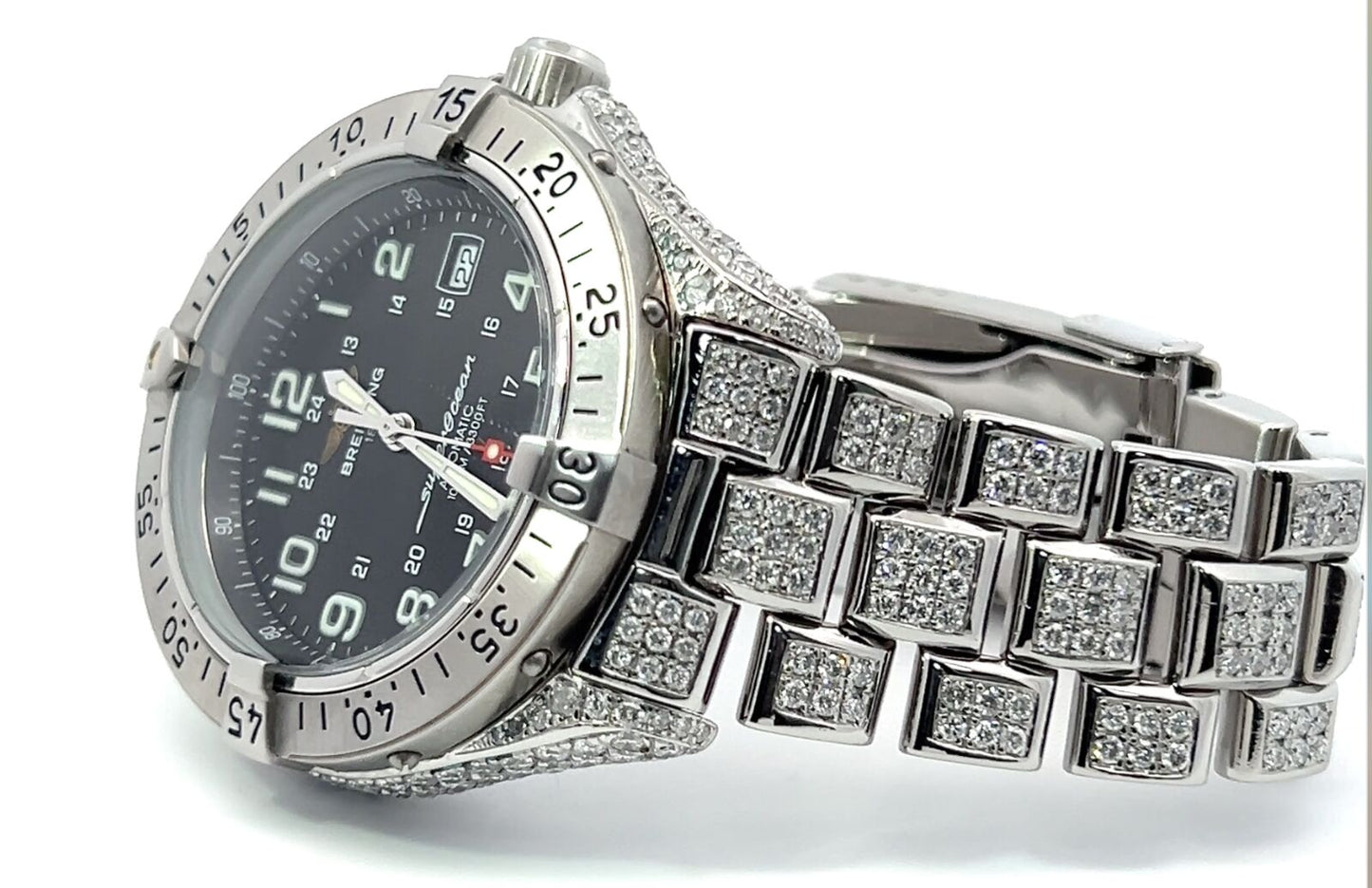 Mens Breitling Superocean Stainless Steel Automatic Diamond Watch