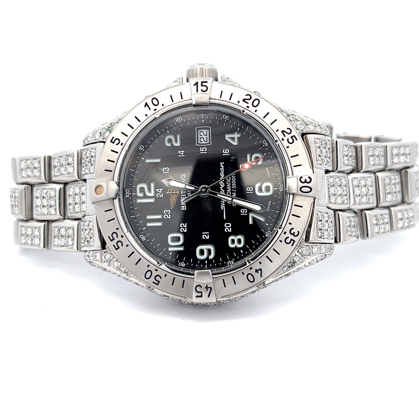 Mens Breitling Superocean Stainless Steel Automatic Diamond Watch