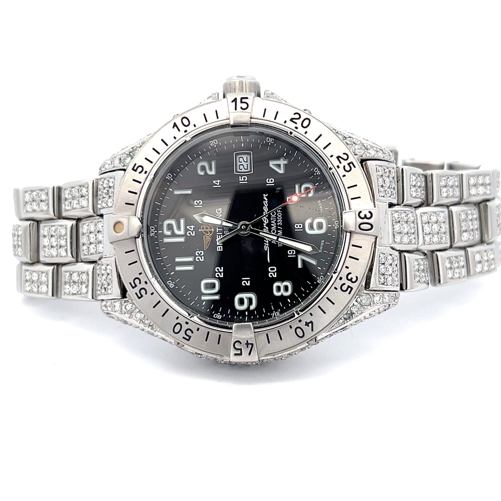Mens Breitling Superocean Stainless Steel Automatic Diamond Watch