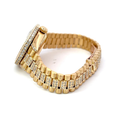 Womens Rolex President 18K Gold Automatic Diamond Watch