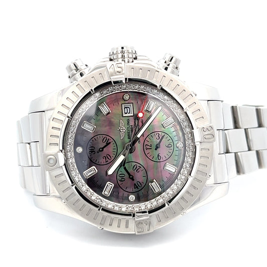 Men's Breitling Super Avenger Automatic Steel Case With Steel Strap Authentic Luxury Timepiece