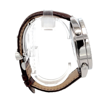 Men's Jacob 5 Time Zone Quartz Steel Case With Leather Strap Authentic Luxury Timepiece