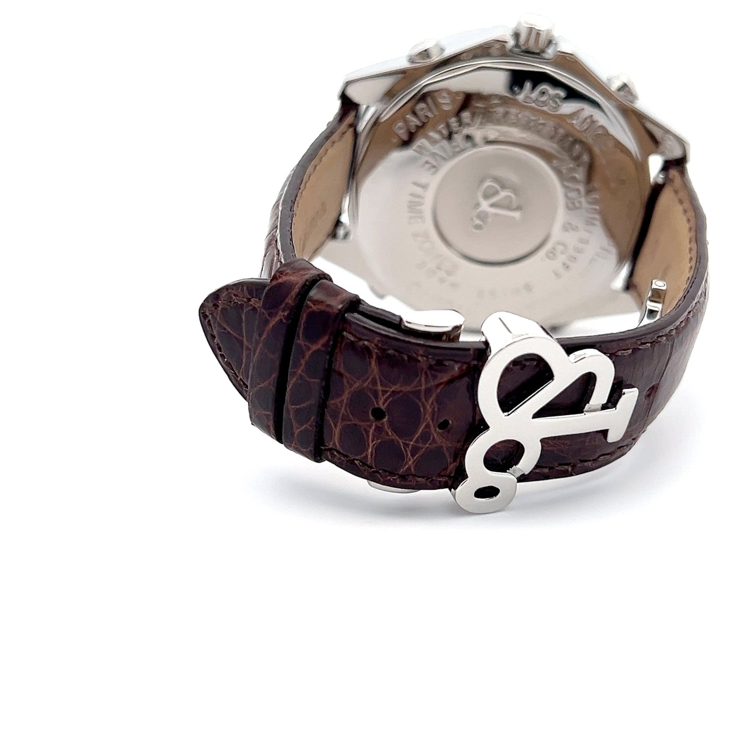 Men's Jacob 5 Time Zone Quartz Steel Case With Leather Strap Authentic Luxury Timepiece