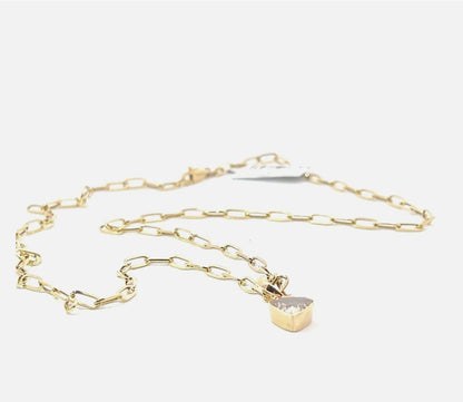 14K Yellow Gold Heart Champagne Diamond Pendant - 2.00 ct - 21" Chain Necklace