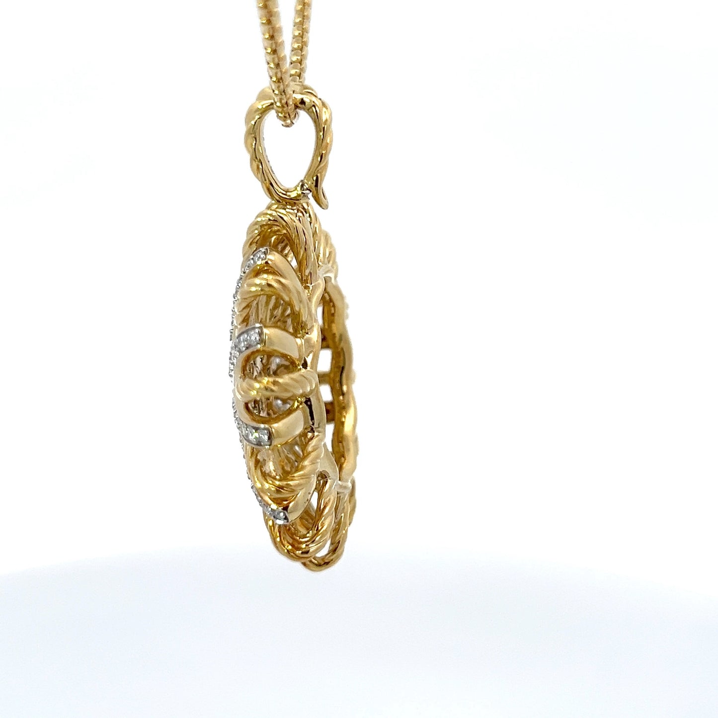 18K Yellow Gold Sun Diamond Pendant - 18" Chain Necklace