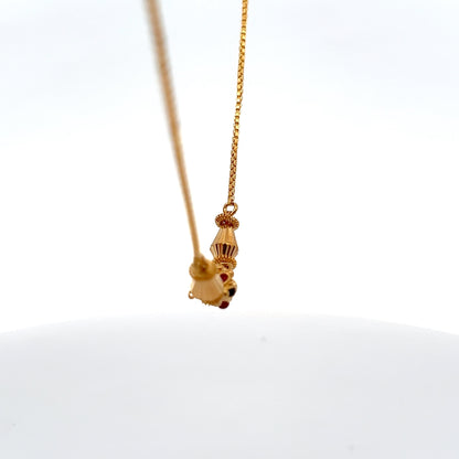 22K Yellow Gold Artistic Ruby Gemstone Pendant - 15" Chain Necklace