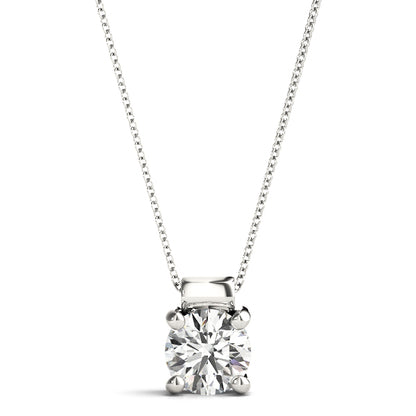 14K White Gold Pendants Solitaires With 0.50 TCW Diamond (Lab Grown VS-SI1, E/F/G)