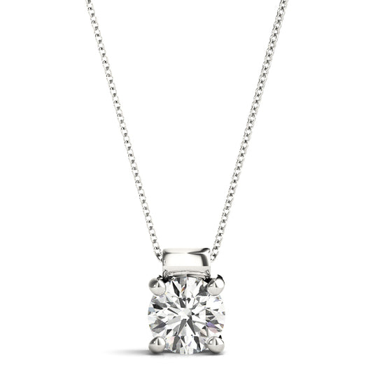 14K White Gold Pendants Solitaires With 0.50 TCW Diamond (Lab Grown VS-SI1, E/F/G)