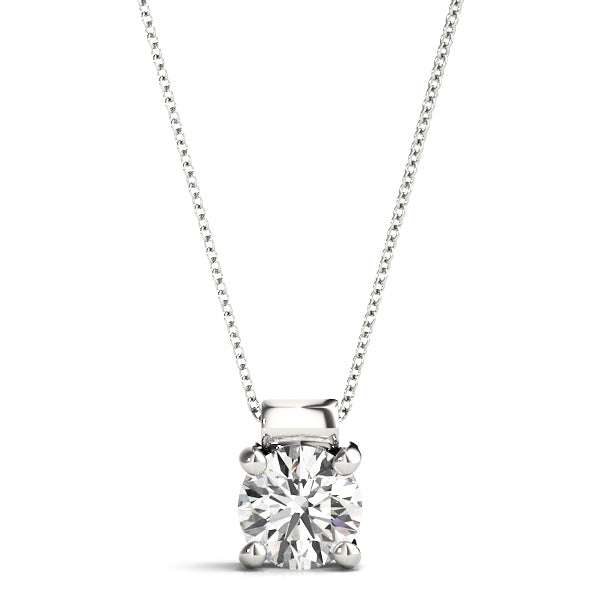 14K White Gold Pendants Solitaires With 0.75 TCW Diamond (Lab Grown VS-SI1, E/F/G)