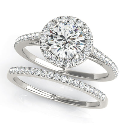 14K White Gold Round Halo Engagement Ring With 1.02 TCW Diamond (Lab Grown VS-SI1, E/F/G)
