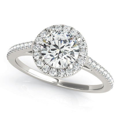 14K White Gold Round Halo Engagement Ring With 1.02 TCW Diamond (Lab Grown VS-SI1, E/F/G)