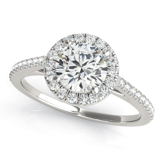 14K White Gold Round Halo Engagement Ring With 1.02 TCW Diamond (Lab Grown VS-SI1, E/F/G)