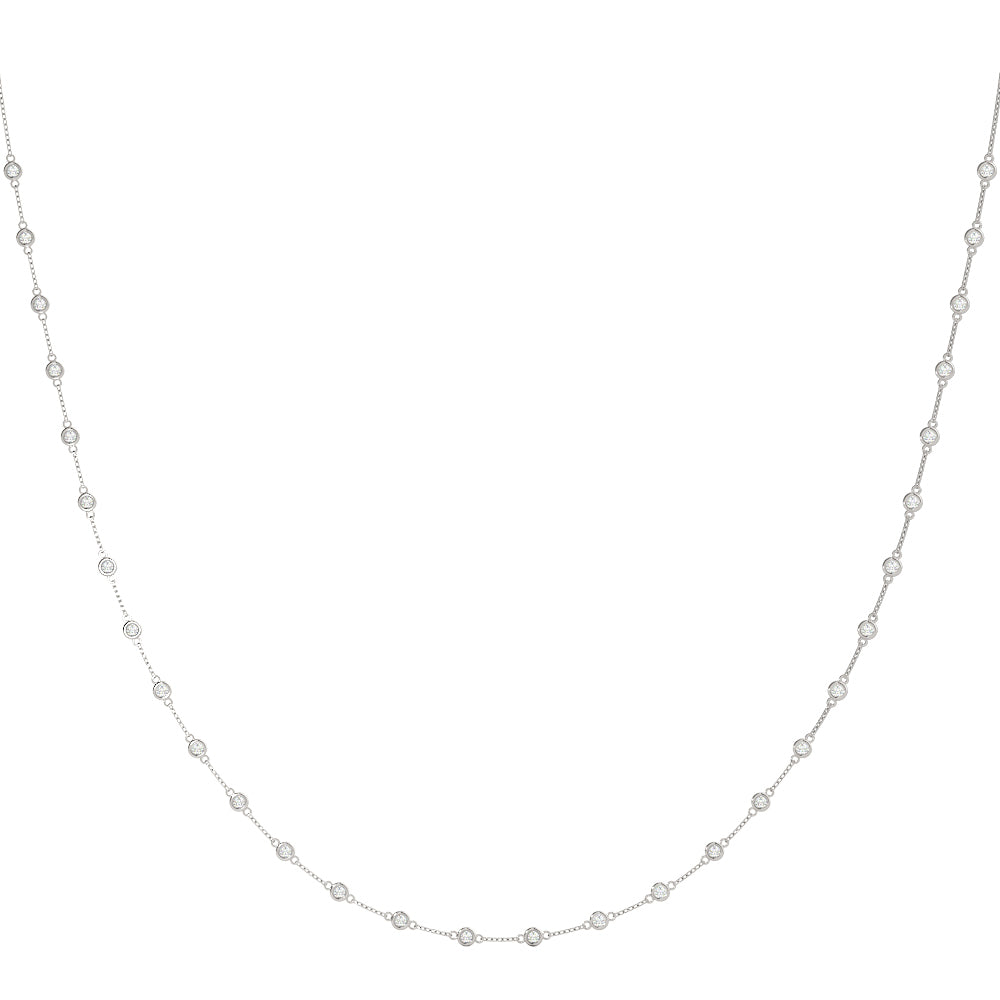 14K White Gold Necklace With 1.20 TCW Diamond (Lab Grown VS-SI1, E/F/G)