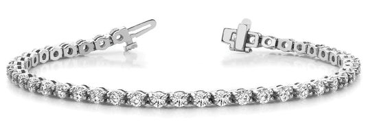 14K White Gold Bracelet In Line Bar Set With 3 TCW Diamond (Lab Grown VS-SI1, E/F/G)