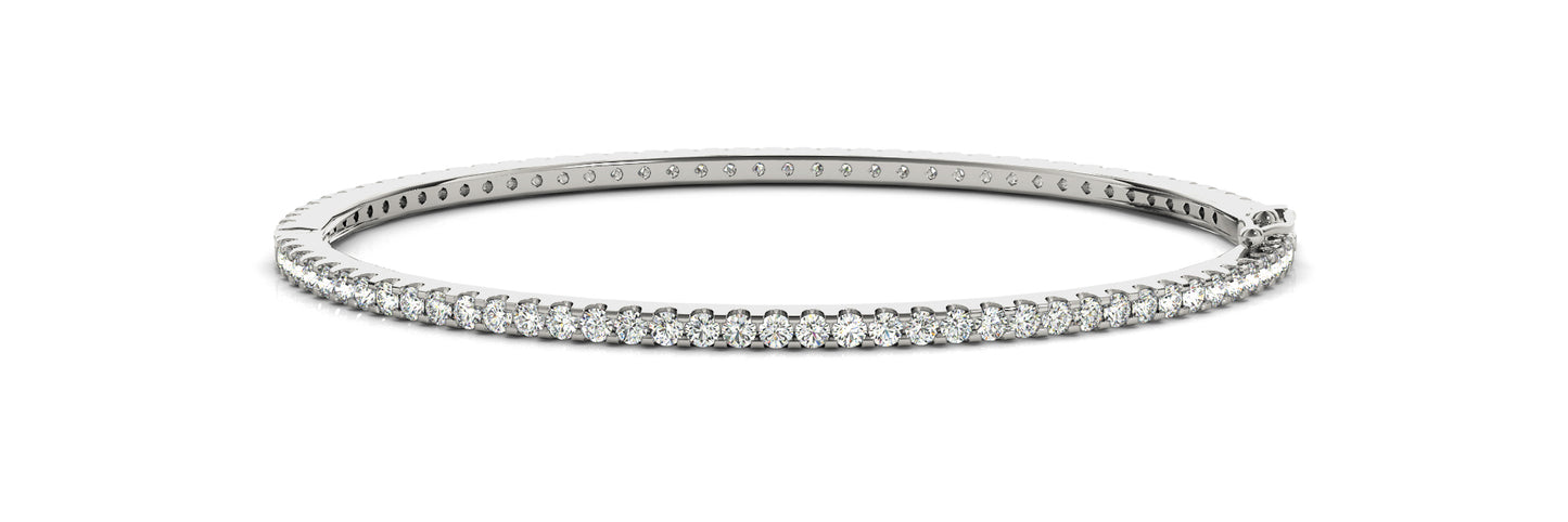 14K White Gold Bangle Traditional With 0.86 TCW Diamond (Lab Grown VS-SI1, E/F/G)