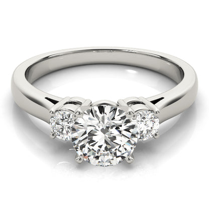 14K White Gold Engagement Rings 3 Stone Round With 0.24 TCW Diamond (Lab Grown VS-SI1, E/F/G)