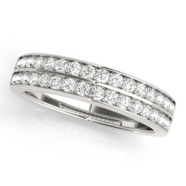 14K White Gold Wedding Bands Prong Set With 0.54 TCW Diamond (Lab Grown VS-SI1, E/F/G)