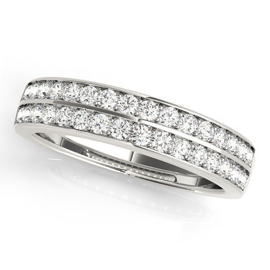 14K White Gold Wedding Bands Prong Set With 0.54 TCW Diamond (Lab Grown VS-SI1, E/F/G)