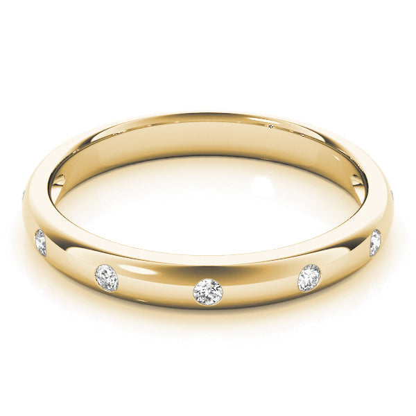 14K Yellow Gold Wedding Bands Bezel Set With 0.10 TCW Diamond (Lab Grown VS-SI1, E/F/G)