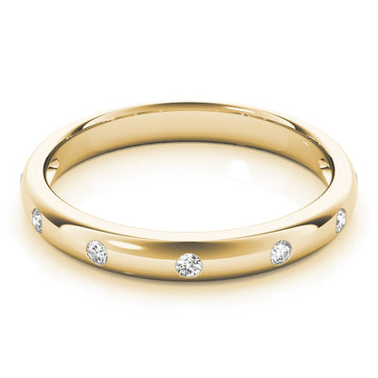 14K Yellow Gold Wedding Bands Bezel Set With 0.10 TCW Diamond (Lab Grown VS-SI1, E/F/G)