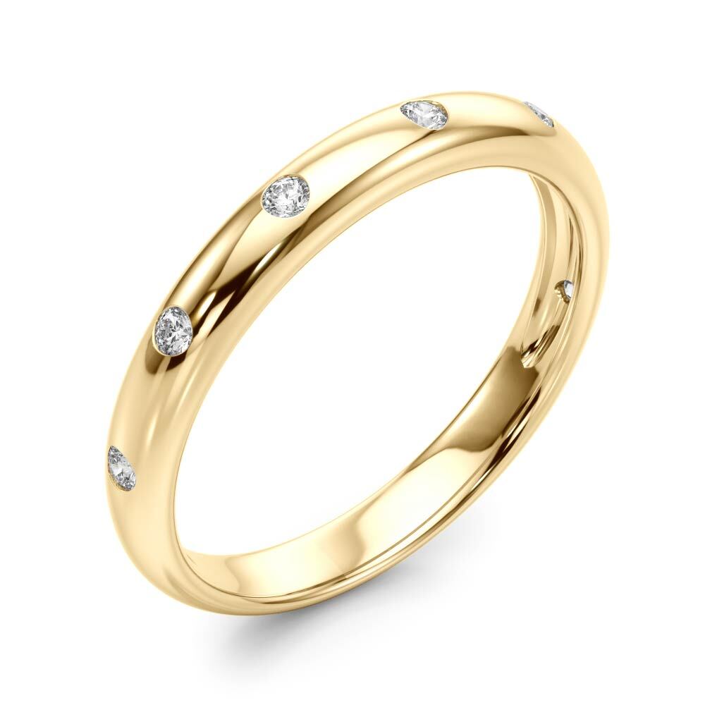 14K Yellow Gold Wedding Bands Bezel Set With 0.10 TCW Diamond (Lab Grown VS-SI1, E/F/G)