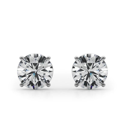 14K White Gold (4 Cttw) 2ct 4 Prong Wire Stud Earring With 4 TCW Diamond (Lab Grown VS-SI1, E/F/G)