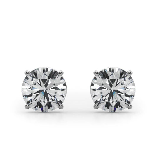 14K White Gold (4 Cttw) 2ct 4 Prong Wire Stud Earring With 5 TCW Diamond (Lab Grown VS-SI1, E/F/G)