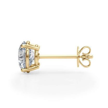 14K Yellow Gold (4 Cttw) 2ct 4 Prong Wire Stud Earring With 7 TCW Diamond (Lab Grown VS-SI1, E/F/G)