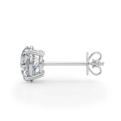 14K White Gold (4 Cttw) 2ct 4 Prong Wire Stud Earring With 8 TCW Diamond (Lab Grown VS-SI1, E/F/G)