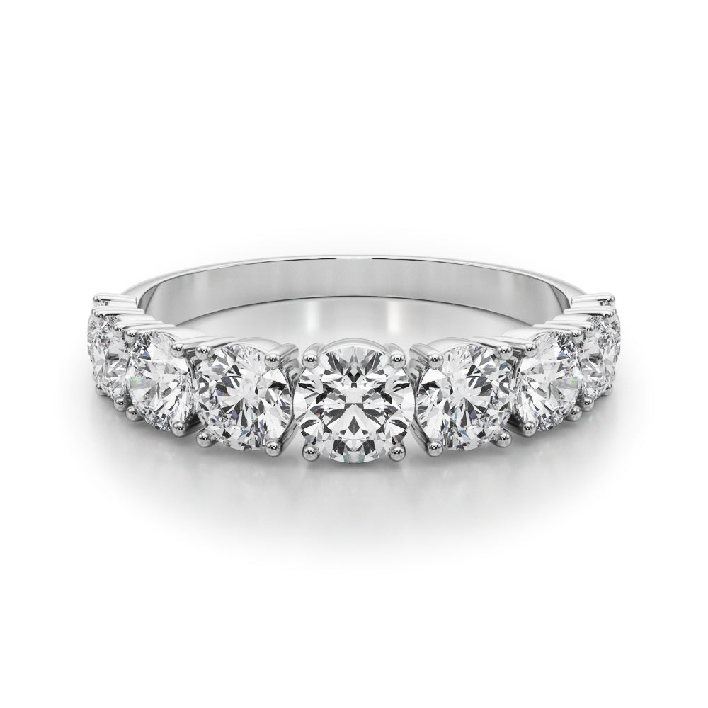 14K White Gold Lab Grown Diamond 9 Stone Band Round With 0.90 TCW Diamond (Lab Grown VS-SI1, E/F/G)
