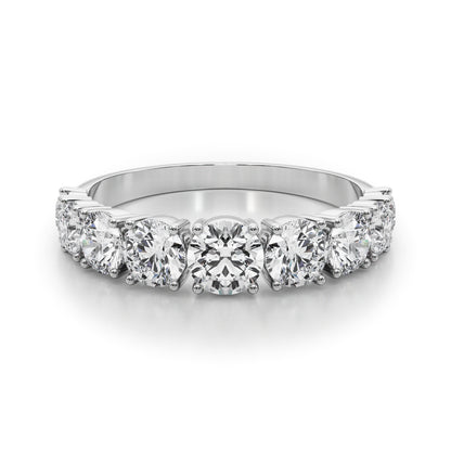 14K White Gold Lab Grown Diamond 9 Stone Band Round With 0.90 TCW Diamond (Lab Grown VS-SI1, E/F/G)