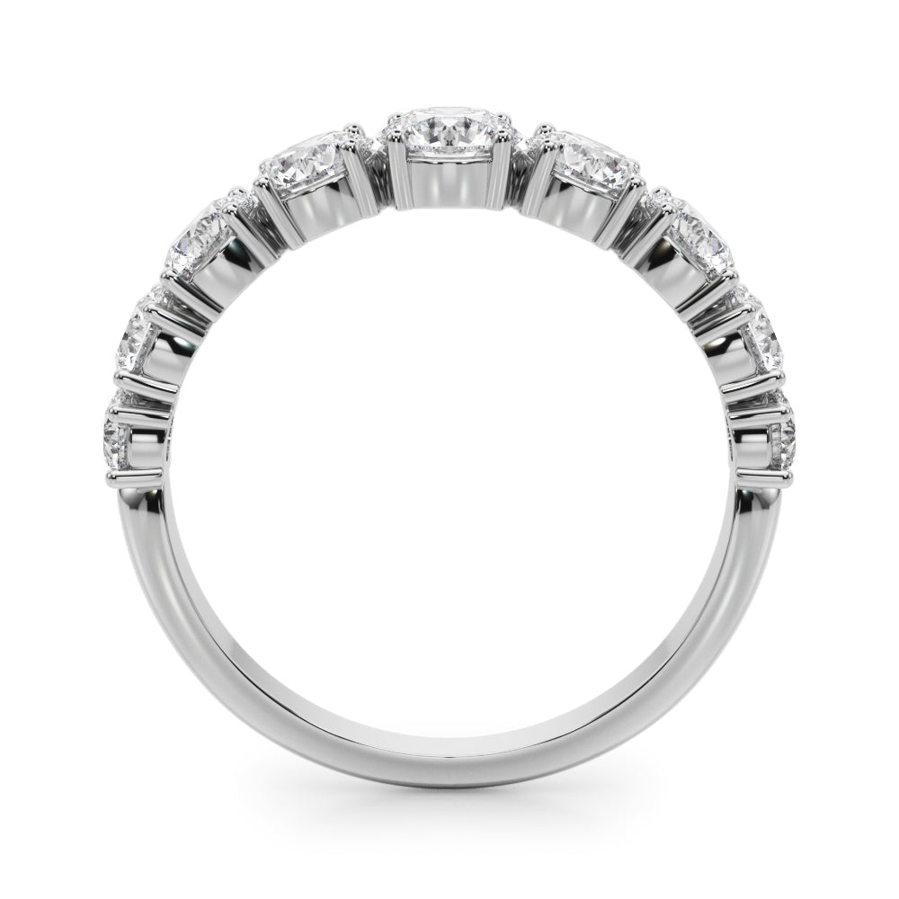 14K White Gold Lab Grown Diamond 9 Stone Band Round With 0.90 TCW Diamond (Lab Grown VS-SI1, E/F/G)