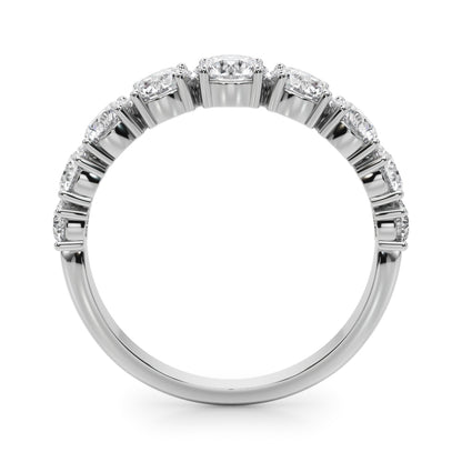14K White Gold Lab Grown Diamond 9 Stone Band Round With 0.90 TCW Diamond (Lab Grown VS-SI1, E/F/G)