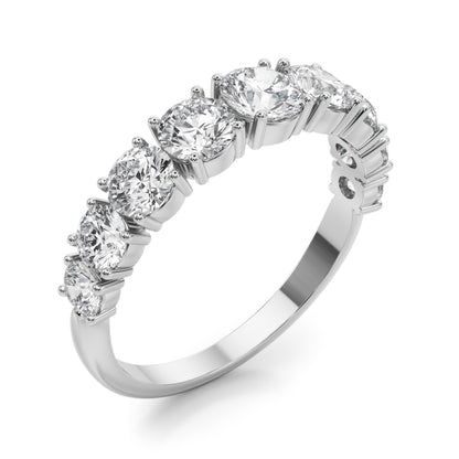 14K White Gold Lab Grown Diamond 9 Stone Band Round With 0.90 TCW Diamond (Lab Grown VS-SI1, E/F/G)