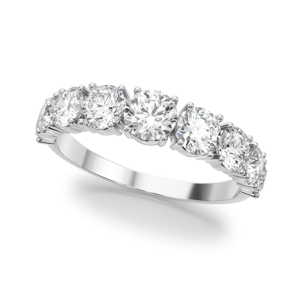 14K White Gold Lab Grown Diamond 9 Stone Band Round With 0.90 TCW Diamond (Lab Grown VS-SI1, E/F/G)