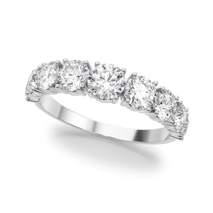 14K White Gold Lab Grown Diamond 9 Stone Band Round With 0.90 TCW Diamond (Lab Grown VS-SI1, E/F/G)