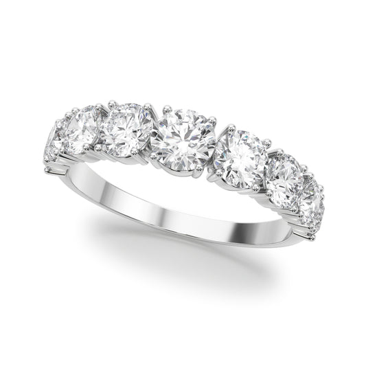 14K White Gold Lab Grown Diamond 9 Stone Band Round With 0.90 TCW Diamond (Lab Grown VS-SI1, E/F/G)