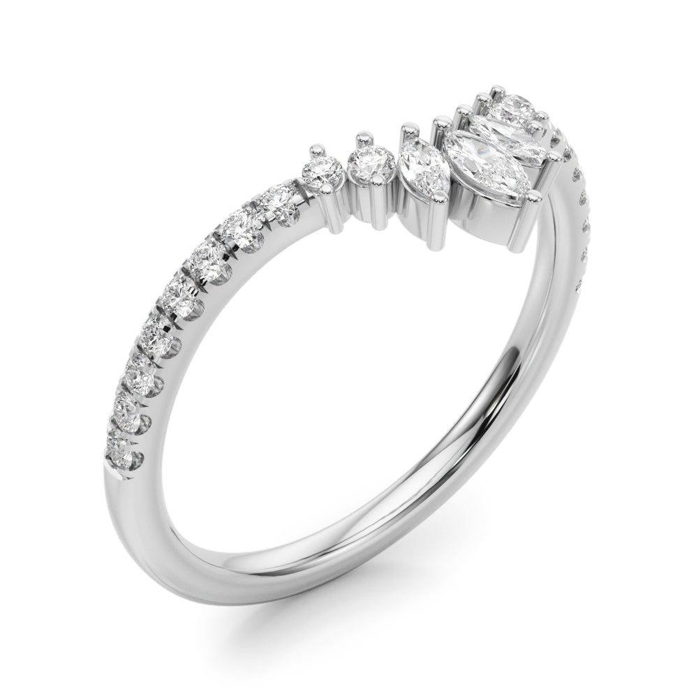 14K White Gold Lab Grown Diamond Fashion Ring Marquise & Round With 0.27 TCW Diamond (Lab Grown VS-SI1, E/F/G)