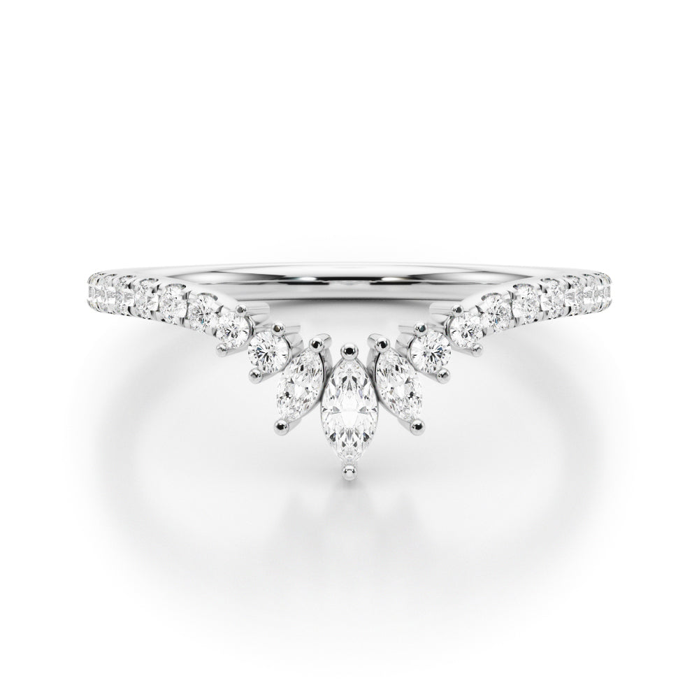 14K White Gold Lab Grown Diamond Fashion Ring Marquise & Round With 0.27 TCW Diamond (Lab Grown VS-SI1, E/F/G)