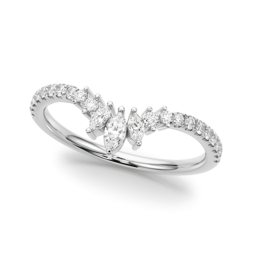 14K White Gold Lab Grown Diamond Fashion Ring Marquise & Round With 0.27 TCW Diamond (Lab Grown VS-SI1, E/F/G)
