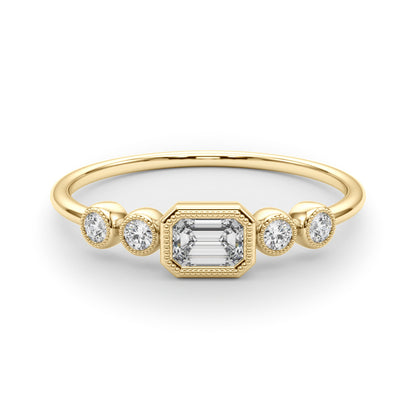14K Yellow Gold Lab Grown Diamond 5 Stone Fashion Ring With Emerald Cut Center With 0.32 TCW Diamond (Lab Grown VS-SI1, E/F/G)
